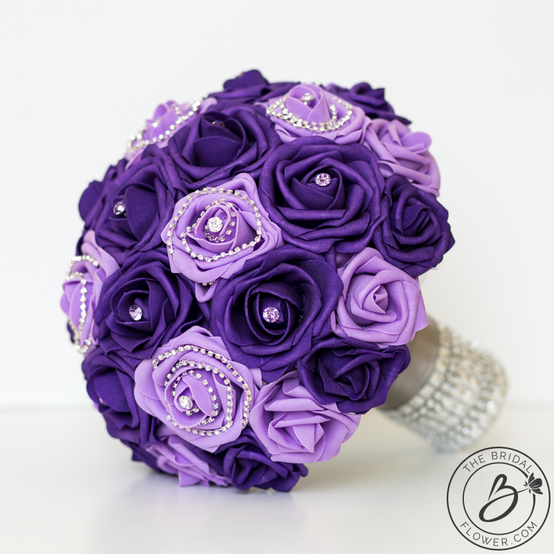 Lavender and purple wedding bouquet with rhinestones – The Bridal Flower –  silk and real touch wedding bouquets